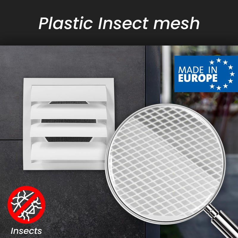 Repa Market 5 Inch White Dryer Vent Cover/Duct Cover for Walls or Ducting/ABS Plastic Grille with Flaps and Insect Screen/Exhaust and Dryer Vent Covers for Indoor & Outdoor Use - Image 3